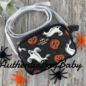 Authentic Coach Mini Jamie Camera Bag In Signature Canvas With Halloween Print